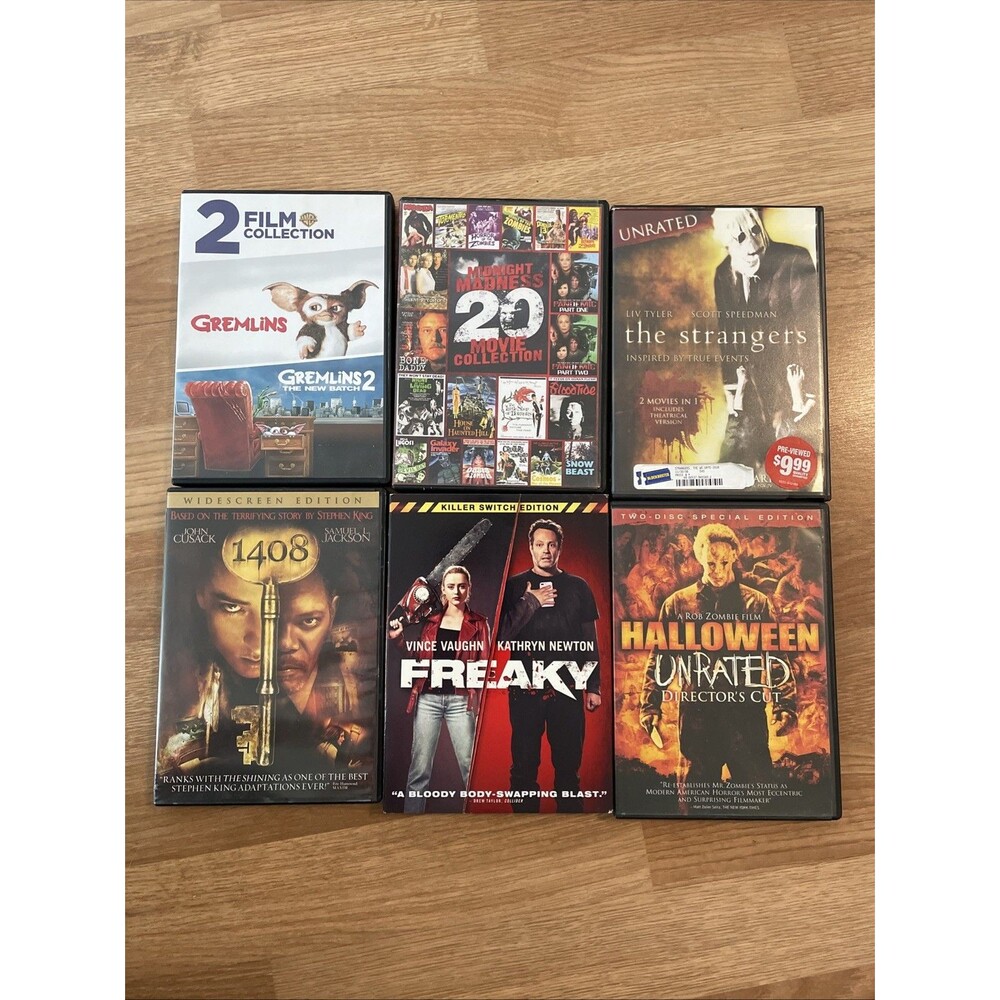 Horror Movie DVD Lot 26 Movies Gremlins 1&2 Halloween Freaky The Strangers 1408
